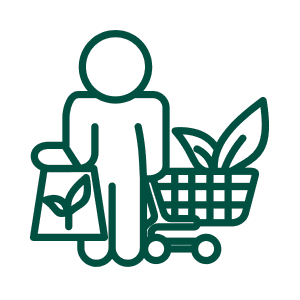 Ikonka z koszykiem zakupowym i roślinką
