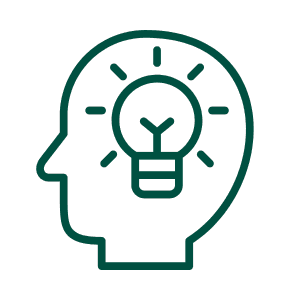 ikonka z żarówką w obrysie głowy