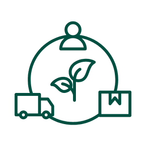 ikonka z roślinką, ciężarówką i osobą